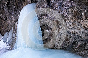 Icefall on a rock wall.