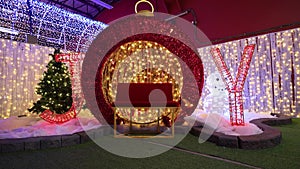 Huge illuminated Christmas Lights LED decorations of the word \