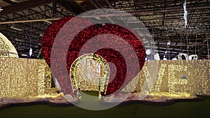 Huge illuminated Christmas Lights LED decorations of the word \