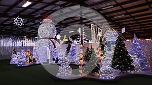 Huge illuminated SNOW MAN FAMILY made of LED lights at GLOW HALIFAX CHRISTMAS GLOW GARDENS