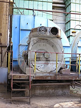 Huge industrial air compressor at old power plant