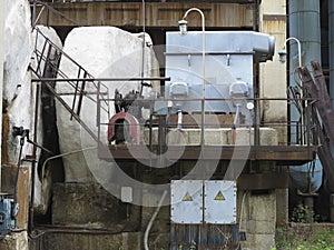 Huge industrial air compressor at old power plant