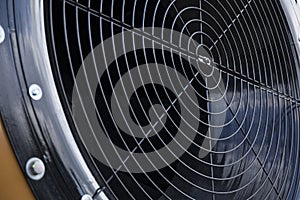 Huge industrial cooling fan, big cooler element close up