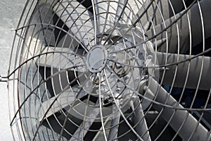 Huge industrial cooling fan, big cooler element close up