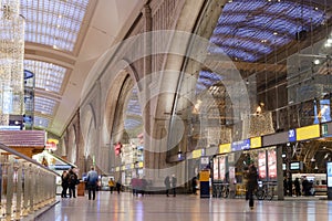 Interior of the railway station in Leipzig
