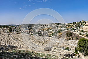 The huge Jewish cemetery overlooks Jerusalem