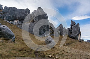 Huge limestone boulders, megalith rock formations in New Zealand