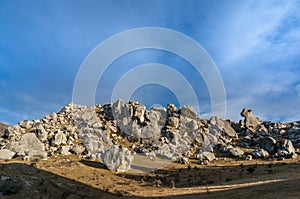 Huge limestone boulders, megalith rock formations in New Zealand