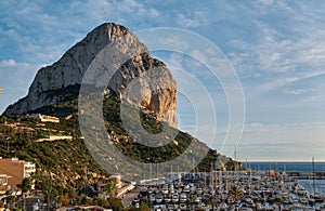 Huge limestone rock located in Natural Park of Penyal d`Ifac situated in Calpe