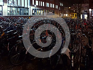 A huge loads of bikes on the University parking in Groeningen