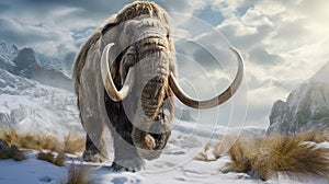 Huge mammoth in the wild nature, wildlife concept