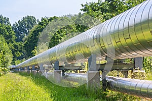 Huge metal gas pipeline transporting gas