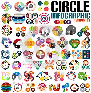 Huge modern circle infographic design template set