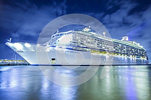 Cruise ship docked in the Caribbean