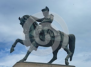 Huge monument of Napoleon on a horse in Cherbourg, France