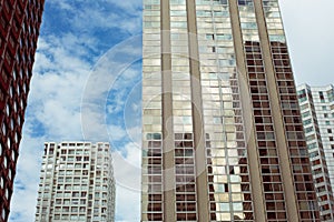 Huge morden buildings and reflections in the glass