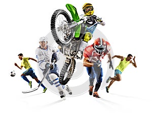 Huge multi sports collage soccer athletics football hockey motocross