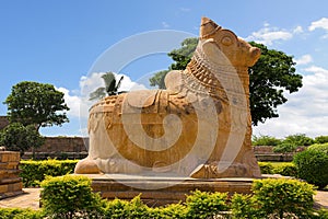 Huge Nandi bull at the entrance, Brihadisvara Temple, Gangaikondacholapuram, Tamil Nadu