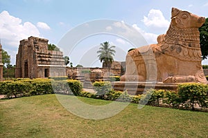 Huge Nandi bull at the entrance, Brihadisvara Temple, Gangaikondacholapuram, Tamil Nadu, India.