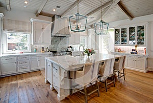 Huge new kitchen with dining island photo