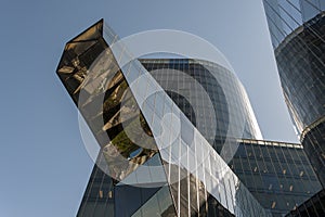 Huge office skyscraper made of glass