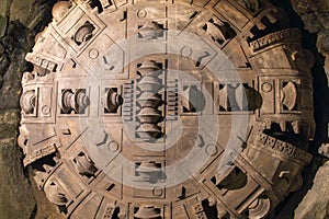 Huge old drill head mining, underground.