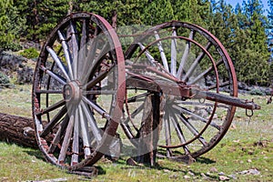 Huge old wooden wheels for logging