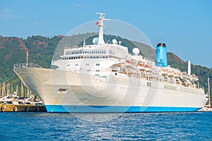 Huge passenger liner in the port