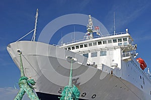 Huge passenger ship at the port