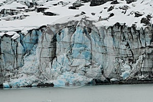 Huge peices of old ice of glacier in Alaska.