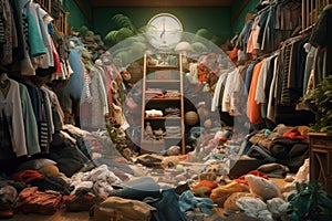 Huge piles of unnecessary clothes. The problem of overproduction