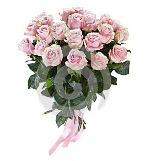 huge pink mondial roses bouquet isolated on white background. luxury Bouquet for valentines day. Celebration of engagement or