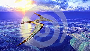 Huge pterodactyl over land