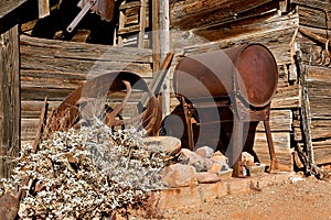 Huge pulley wheel from old mining camp