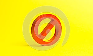 Huge red NO symbol or prohibition sign on a yellow background. Prohibitions and restrictions, laws and regulations.