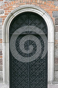 Huge restored bronze door with brass lions