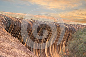 Huge rock formation shaped like a breaking wave in Hyden, Western Australia