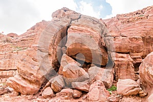 Huge rocks in Petra Red Rose City, Jordan