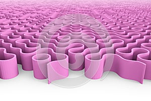 Huge rounded purple maze structure with multiple entrances photo