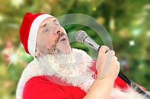 Huge Santa Claus belting Ho-ho-ho photo