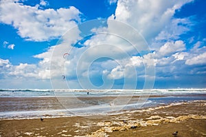 Huge sea beach in Tel Aviv