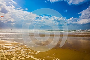 Huge sea beach in Tel Aviv in January