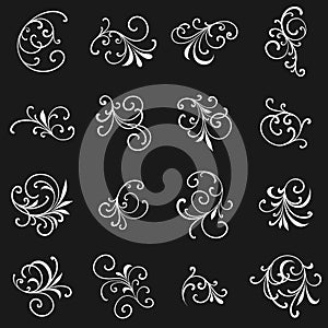 Huge set or collection of vector filigree flourishes for design