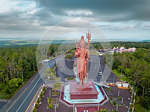 Huge Shiva statue in grand Bassin temple, Mauritius. Ganga talao