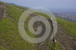 Huge sighnaghi city wall over hill