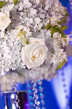 Huge Silver centerpiece with flowers photo