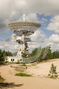 A huge soviet radio telescope near abandoned military town Irbene in Latvia