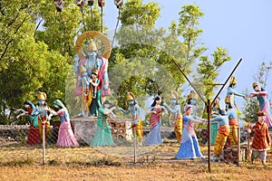 Huge statue of Lord Shri Krishna and Radha with Gopis performing raas leela, Nilkantheshwar Temple