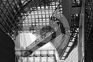 Huge steel construction in the railstation of Kyoto