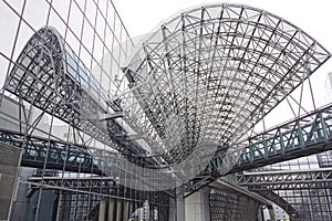 Huge steel construction in the railstation of Kyoto